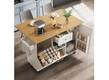 Sweiko Isola Da Cucina Moderna, Mobile Da Cucina Per Cestino, Mobile Buffet, Tavolo Da Pranzo Multifunzionale Con Spazio Di Archiviazione, Carrello Portavivande Con Ripiani Per Snack E Armadietti Funzionali Allungabili, Bianco