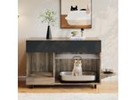 Sweiko Armadio Mobile Per Lettiere (Armadio Per Lettiere Per Gatti) - Con Piastre Per Il Cibo Del Gatto, Vassoio Per La Raccolta Della Sabbia, Piastra Perforata Con Fori Per Il Gancio, Senza Vaschetta Per La Lettiera, 100×45,5×67 Cm (Colore Grigio-Marrone Antico, Colore Legno Di Quercia)