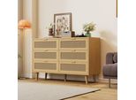 Cassettiera Sweiko Con 6 Cassetti, Cassettiera In Legno, Cassettiera Con Maniglie In Metallo, Per Camera Da Letto, Soggiorno, Ufficio, Credenza Con Tanto Spazio, Dimensioni: L120/H76,5/T40 Cm
