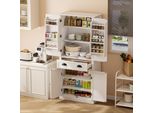 Armadio Sweiko Da 182 Cm, 4 Ante E 1 Cassetto, 2 Ante Con Ripiani, 6 Scomparti E 4 Ripiani Regolabili, Adatto Per Cucina, Sala Da Pranzo E Soggiorno, Bianco