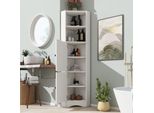 Fortuna Lai Armadio Da Bagno Triangolare, Verniciato Integralmente, Due Ripiani Aperti, Due Ante, Divisori Regolabili, Forma Semplice, Bianco