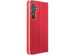 Avizar, Custodia Folio Galaxy S25 Fe Con Cornice In Metallo E Portacarte, Rosso