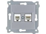 Presa Di Rete RJ45 Cat.6 + Presa Telefonica RJ11 Argento 256/10E Exen