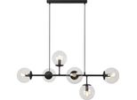 Plafoniera Siena Nero 6 Luci Vetro Beige E14 Bracci Lunghi