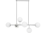 Plafoniera Siena Cromo 6 Luci Vetro Bianco E14 Bracci Lunghi