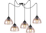 Lampada A Sospensione Spider Venice A 5 Luci Con Paralumi In Vetro Ambrato E27