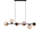Lampada A Sospensione Siena Nera A 6 Luci Con Paralumi Color Ambra E14
