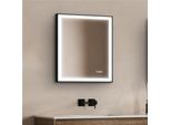 Specchio Led Rettangolare L60/80/120Cm Con Cornice In Alluminio Nero Veluna