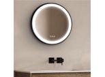 Specchio Led Rotondo D60/120Cm Con Cornice In Alluminio Nero Aureya