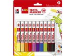 Marabu 314000000002 Marcatore Tessile Marabu Kids, 10 X 3 Ml, Confezione In Blister Da 10 Pezzi
