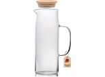 Caraffa Intirilife Con Coperchio In Bambù In Colore Chiaro - Caraffa Da 1,3 Litri In Vetro Borosilicato Con Manico E Coperchio In Legno Resistente Al Calore, Adatta Per Bevande Calde E Fredde, Tè, Caffè, Acqua E Molto Altro.