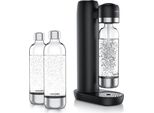 Arendo, Produttore Di Acqua Frizzante, Con 3 Bottiglie In Pet Da 1 Litro, Senza Bpa, Dosaggio Fine, Compatibile Con Bombole CO2 Da 60 Litri, Sodastream Easy/Cool, Pet/Abs, Nero