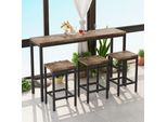 Sweiko Tavolo Da Pranzo Da Cucina Dal Design Moderno, Tavolo Da Pub, Set Di Tavoli Da Pranzo Lunghi Con 3 Sgabelli, Facile Da Montare, Naturale
