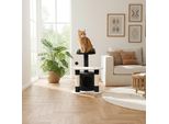 Belviona Tiragraffi Per Gatti 65 Cm, Tiragraffi Compatto Con Grotta, Area Per Sdraiarsi E Pali In Sisal, Stabile Luogo Di Gioco E Riposo, Nero/Bianco