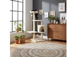 Belviona Tiragraffi Per Gatti, Tiragraffi Compatto Da 112 Cm Con Palline, Sisal E Grotta Di Coccole, Beige/Bianco