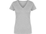 X.O By Promodoro 1525 | Maglietta Con Scollo A V Da Donna, Cotone Pettinato - Colore: Heather Grey - Taglia: 3XL