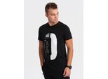 T-Shirt Ombre Da Uomo Con Grande Stampa Nera Xl