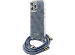 Guess Guhcp16Lhc4Seb Iphone 16 Pro 6.3 Niebieski/Blu Custodia Rigida Crossbody Cord 4G Print