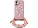 Guess Guhmp16Shctsgnsp Iphone 16 6.1 RóżOwy/Pink Hardcase Crossbody Cord Script Magsafe