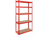 Rebel RB-1251 Scaffale In Metallo, 5 Ripiani, 180 X 90 X 40 Cm, 750 Kg, Rosso