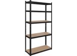 Rebel RB-1251 Scaffale In Metallo, 5 Ripiani, 180 X 90 X 40 Cm, 750 Kg, Nero