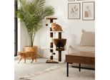 Belviona Tiragraffi Per Gatti, Tiragraffi Compatto Da 112 Cm Con Palline, Sisal E Grotta Di Coccole, Marrone/Beige