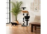 Belviona Tiragraffi Per Gatti, Tiragraffi Compatto Da 112 Cm Con Palline, Sisal E Grotta Di Coccole, Nero/Bianco