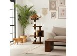 Belviona Tiragraffi Per Gatti, Tiragraffi Compatto Da 112 Cm Con Palline, Sisal E Grotta Di Coccole, Marrone