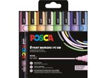 Posca PC5M/8A ASS25 Posca Marcatore A Pigmenti PC-5M, Confezione Da 8, Colori Pastello