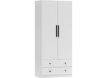 Homcom Armadio Multiuso A 2 Ante Con Appendiabiti E 2 Cassetti Armadio Per Camera Da Letto 79 X 43 X 180 Cm Bianco