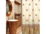 Tenda Doccia In Tessuto, Stile Coloniale, Beige E Marrone, 240X200 Cm, Con Anelli E Pesi Per Tenda Doccia Pesi