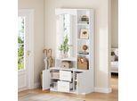Armadio Da Corridoio Merax Con Specchio, Armadio Con Scarpiera E Ripiani, Mobile Da Corridoio Multifunzionale Con 2 Cassetti E 2 Ante, In Mdf, Bianco