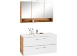 BadmöBel-Set Welltime "Soria", Weiß (Eichefarben, Weiß), Holzwerkstoff, Mdf, Melamin, KastenmöBel-Sets, BadmöBel-Set, Waschplatz Breite 100 Cm, Spiegelschrank