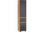 Hochschrank Welltime "Lucca", Grau (Eichefarben, Grau), B:40Cm H:185Cm T:35Cm, SchräNke, Hochschrank