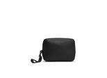 Kulturbeutel TOMMY HILFIGER TH FOUNDATION WASHBAG, Damen, Gr. B/H/T: 21,5cm x 15,5cm x 7cm, schwarz, Lederimitat, Taschen Kulturbeutel, Unisex Kosmetikbeutel, Minibag mit Handschlaufe