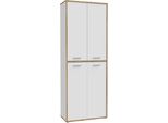 Aktenschrank Forte "Keflav", Weiß (Weiß, Artisan Eiche), B:84,5Cm H:226,4Cm T:41,5Cm, Dekorfolie, Fsc-Zertifizierter Holzwerkstoff, SchräNke, Breite 84,5 Cm