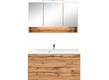 BadmöBel-Set Welltime "Soria", Braun (Eichefarben), Holzwerkstoff, Mdf, Melamin, KastenmöBel-Sets, BadmöBel-Set, Waschplatz Breite 100 Cm, Spiegelschrank