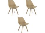 Sedia Mark Beige Scuro Con Cuscino In Ecopelle Per Cucina Sala Da Pranzo X3