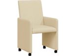 Vidaxl Sedie Da Pranzo Con Ruote 2 Pezzi Crema 57 X 66 X 94 Cm Tessuto
