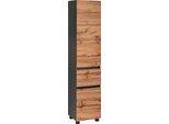 Hochschrank Welltime "Lucca", Grau (Eichefarben, Graphit), B:40Cm H:185Cm T:35Cm, SchräNke, Hochschrank