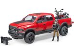 Bruder Freizeit Ram 2500 Power Wagon, Mit Scrambler Ducati Desert Sled Und Fahrer, Pick Up Truck, Motirrad, Modellfahrzeug, Modell Fahrzeug, Spielzeug, 02502