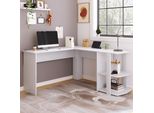 Scrivania Angolare Sweiko 140 Cm Scrivania Per Computer, Scrivania Angolare A L Con 2 Ripiani, H75/B140/L140 Cm Bianco