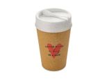 Koziol Thermobecher Iso To Go Like A Hug In A Mug, Isolierbecher, Kunststoff-Holz-Mix, Nature Wood, 400 Ml, 7003119