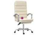 Vidaxl Sedia Da Ufficio Con Funzione Massaggio In Pelle Finta Crema