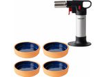 Mastrad CrèMe BrûLéE Geschenkset 5-Tlg., KüChenbrenner Mit 4 SchäLchen, Terracotta, F46167