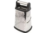 Intirilife Grattugia Quadrata In Acciaio Inox Con Base Antiscivolo E Manico In Acciaio Inox - 22,5 Cm - Grattugia Da Cucina Affettatrice Grattugia Per Formaggio Zester Con 4 Superfici Per Grattugiare Parmigiano, Verdure, Patate E Molto Altro.