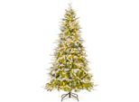 Costway 190 Cm Albero Di Natale Artificiale Con Luci E Neve, Albero Di Natale Con 280 Luci Led Bianco Caldo E 62 Pigne