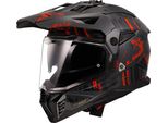 LS2 MX702 Pioneer Ii Crazy Casco Da Motocross, Nero/Grigio/Rosso, M (57/58)