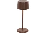 Zafferano Olivia Pro Micro Lampada A Led Da Tavolo Corten Ricaricabile E Dimmerabile
