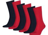 Tommy Hilfiger Calze Da Uomo, Confezione Da 6 - Classiche, Calze, Rosso Tinta Unita 47-49
